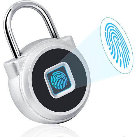 Cadenas à empreinte digitale, cadenas à combinaison, cadenas intelligent, application mobile, étanche IP65, valises (argent, P5)