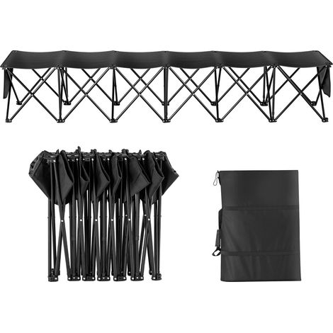 Banc de football pliable 6 places tissu Oxford 600D poches latérales sac de transport football camping noir (1/5)