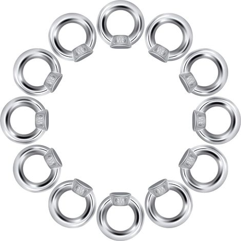 Ringmutter M6 Edelstahl 304, 12 Stück, rostfrei, für Hebezwecke (1/5)
