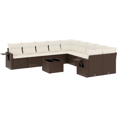 Maison Exclusive - Set de sofás de jardín 11 pzas cojines ratán s (1/3)