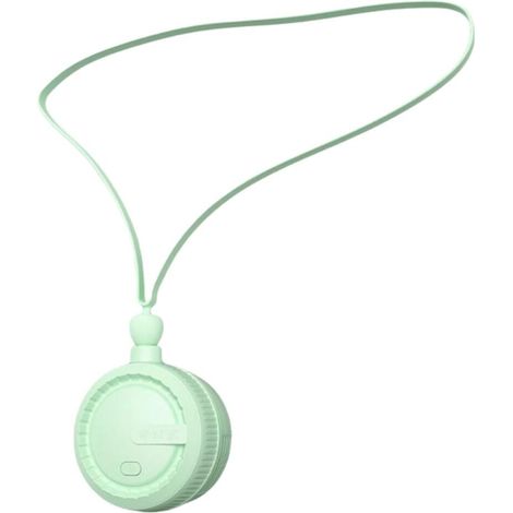 Ventilador de cuello portátil recargable sin aspas con cable para colgar, tres velocidades de ventilación, material ABS, color verde. (1/5)