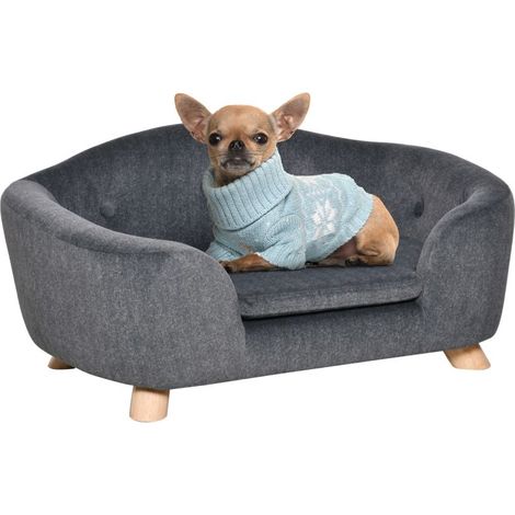 Lit pour petit chien jusqu'à 10kg avec coussin 70x47x30cm couleur gris anthracite confortable et moderne. (1/5)
