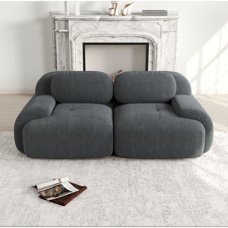 Sofa Sitzmöbel modular Cordstoff Grau komfortabel OKMYHOME (1/5)