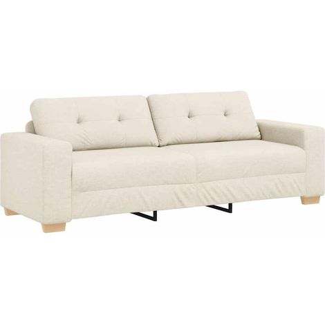 Sofa 3 places Beige 220 cm Tissu en lin mélangé