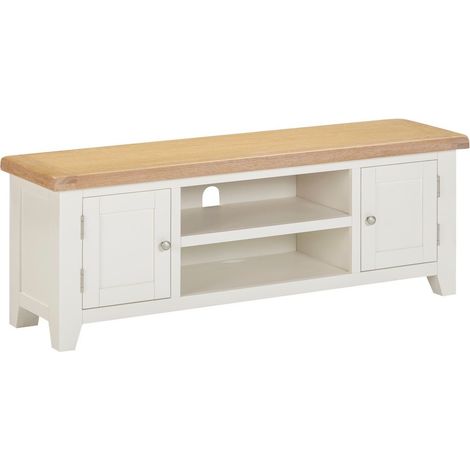 Windsor Straight TV Unit - L37 x W140 x H50.5 cm - Ivory/Oak