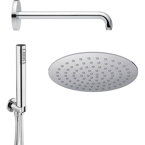 Jacuzzi Rubinetteria set per doccia completo di soffione extraslim tondo 20 cm braccio doccia a parete e doccetta (1/5)