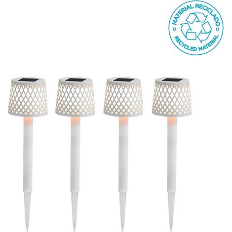 GRETITA Pack 4 Lámpara de mesa con cargador solar y batería recargable. Luz LED cálida. Fabricado en España