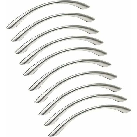 Juego de 10 tiradores para muebles de cocina de acero inoxidable - Tirador de puerta de níquel cepillado Tirador de cocina de acero inoxidable Distancia entre centros 128 mm Plateado (1/5)