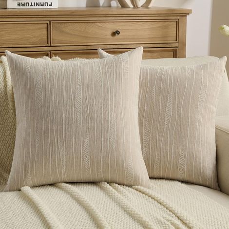 Juego de 2 fundas de cojín de 50x50 cm, funda de cojín estilo bohemio, funda de almohada, cojines cuadrados decorativos para sofá, funda de cojín moderna para sala de estar y dormitorio, color beige. (1/5)