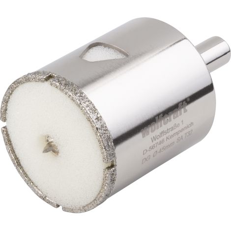 wolfcraft - Trépan Diamant pour Carrelage - Diamètre 45 mm - Profondeur de coupe 45 mm. avec Foret de Centrage - réf. 5928000