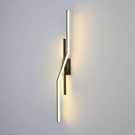 Applique murale linéaire pour couloir, applique murale à bande métallique noire avec abat-jour en acrylique blanc, applique murale LED moderne - mode 3 couleurs, appliques murales longues géom (1/5)