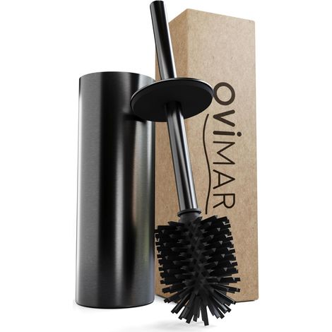Brosse de Toilettes Loftet Brosse en Silicone Gunmetal en Acier Inoxydable avec Couvercle autoportant pour Salle de Bain et WC invités Brosse de Toilettes avec tête de Brosse Interchangeable (1/5)