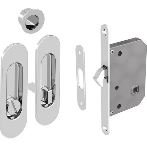 Slid'Up By Mantion – Serrure multipoint à condamnation pour porte coulissante – Poignée ovale – Acier finition chromé – Épaisseur de porte max 40mm – Garantie 5 ans