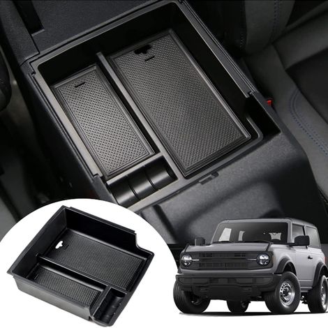 Le bac de rangement pour console centrale, intégré à l'accoudoir, est compatible avec les Ford Bronco 2021 et 2022. (Non compatible avec le Bronco Sport). (1/5)