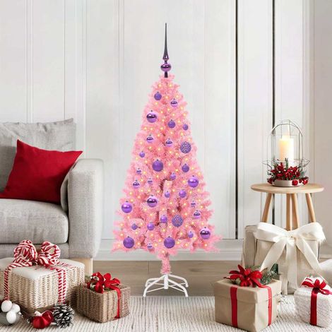 Weihnachtsbaum mit 150 LEDs mit Ständer Rosa 120 cm PVC