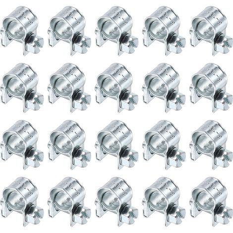 20pcs Collier De Serrage Pour Injection De Carburant 8-10mm Ajustable En Acier Zingué Mini Collier Pour Tuyau De Gaz Pour Automobile Agriculture Plomberie Diesel Essence Tuyau (1/5)