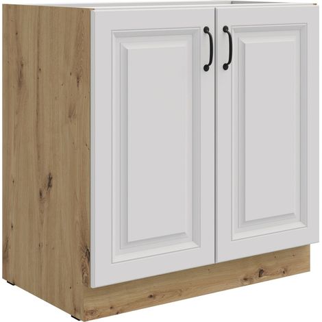 Unterschrank 80 cm Stilo Weiss + Eiche Artisan Küchenzeile Küchenblock Küche (1/5)