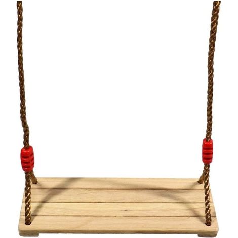Balançoire en Bois pour Enfants et Adultes, Siège avec Cordes Réglables pour Arbre et Aire de Jeux (1/5)