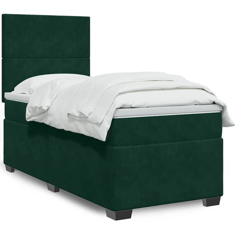 Boxspringbett mit Matratze Dunkelgrün 80x200 cm Samt
