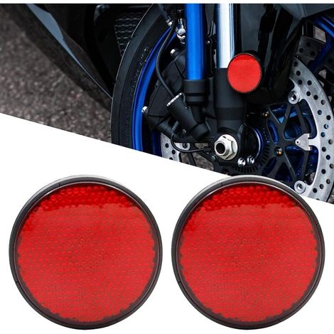 Lot de 2 réflecteurs ronds à DEL 12 V pour moto - Feu de frein/feu de croisement - (Rouge) (1/5)