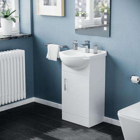 Dyon 450mm Floorstanding Vanity Basin Unit White (1/5)
