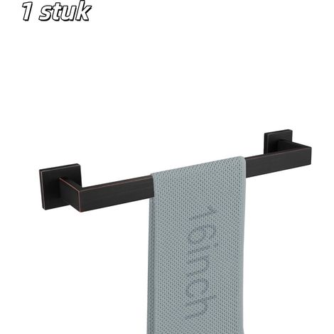 1 Porte-serviettes - Acier inoxydable - Barre porte-serviettes murale pour salle de bain - Perforée - Convient pour salles de bain, cuisines, etc. - 40 cm - Noir (1/5)