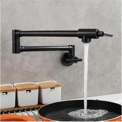 Robinet de Cuisine remplisseur de Pot Robinet de Cuisine Pliant à Double Interrupteur en Laiton Robinet de Cuisine Rotatif avancé Robinet d'eau Froide Mural (Color : 5, Size : W) (1/5)