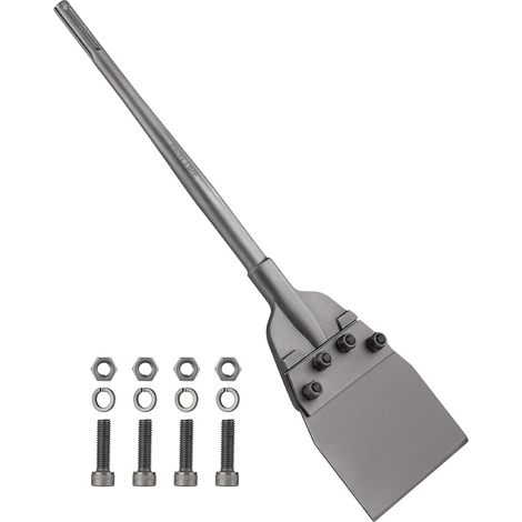 Plat Burin pour Berforateur Burineur SDS MAX,Grattoir Sol SDS 150mm×635mm avec 4 Boulons et écrous,Burin sds max pour Enlever L'Adhésif Carrelage et Sol, Moquette, Linoléum (1/5)