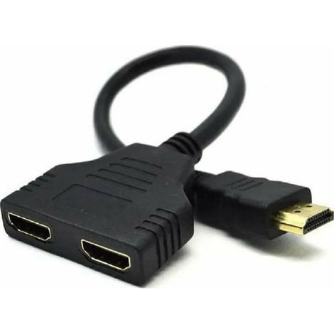 Trade Shop - HDMI-Stecker auf 2 HDMI-Buchsen, Splitter-Adapter, 32 cm, unterstützt HD 1080p, Q-C29 -
