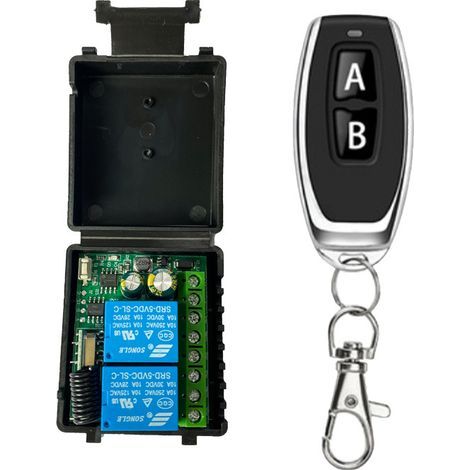 Interrupteur de télécommande sans fil à 2 canaux à large plage de tension DC6V-30V, contrôleur de marche avant/arrière pour moteur 433MHz, adapté aux volets roulants/portes de voiture. (1/5)