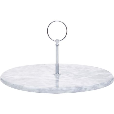 Premier Housewares Grey Marble Cake Stand with Silver Handle (1/4)