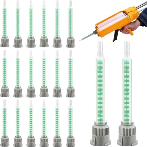 Lot de 20 Buses de Mélange Statiques 2K Colle Époxy Bi-Composant 1:1, Canules de Précision Pour Pistolet Colle, Résine, Silicone Et Scellement Chimique, Buse Melange Epoxy Haute Précision (1/5)