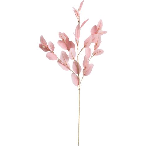 (Gefaltet) Künstliches 5-zackiges Eukalyptusblatt - rosa Kirschblüte, Gesamtlänge 93 cm, Blütenteil 56 cm, insgesamt 32 Blätter, mit Seide/Kunststoff ummantelter Draht. (1/2)