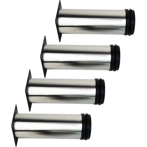 Höhenverstellbare Möbelbeine, 4er-Pack, 450 mm, Edelstahl, für DIY-Couchtische – Höhenverstellbar (Gesamt: 450–465 mm) – mit Schrauben (120 mm Durchmesser, 50 mm Durchmesser) – Silber