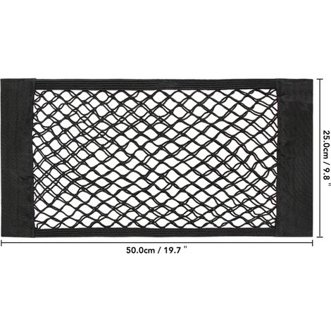 Kofferraum-Netztasche mit elastischer Kette, universeller Klebeverschluss, Aufbewahrungstasche, Taschenkäfig, Auto-Organizer, Rücksitztasche, 50 x 25 cm (1/3)