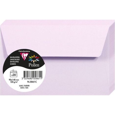 Enveloppe - CLAIREFONTAINE - Pollen 90x140 - 120g - Couleur lilas - Lot de 20