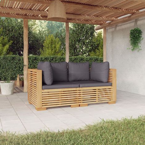 Canapés d'angle de jardin et coussins 2 pcs Sofa Banquette de jardin Bois de teck massif 25173 (1/4)