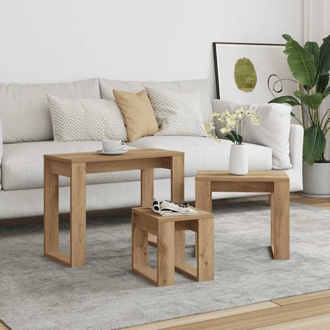 Satztische 3 Stk. Artisan-Eiche Holzwerkstoff