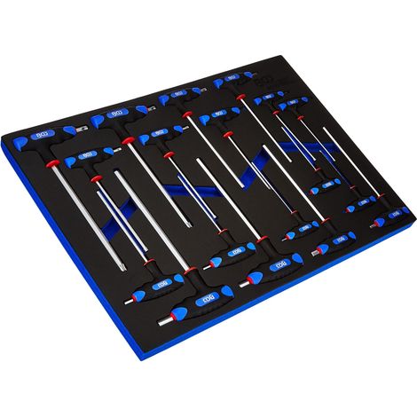 Insert de servante d'atelier 3/3 : Tournevis avec poignées en T et lame latérale sorties six pans intérieurs, profil T (pour Torx) 18 pièces (1/4)