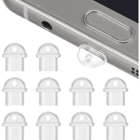 Bouchon Anti-Poussière en PVC Transparent Lot de 10 Pièces pour Téléphone Portable Trou, Caches de Port USB C Adaptés à Protection de Charge en Voyage (1/5)