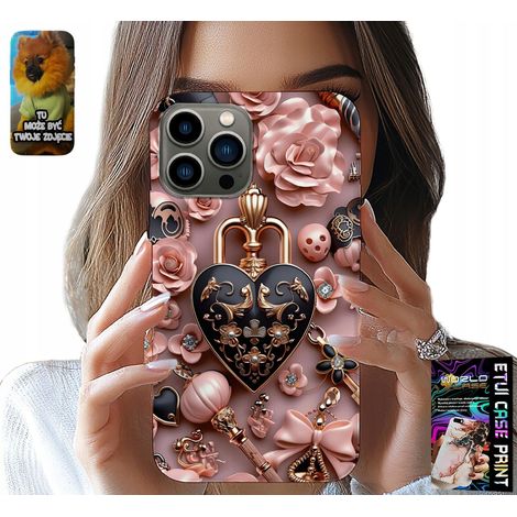 Hülle für iPhone 13 Pro – feminine Muster, Vorhängeschloss-Herz-Hülle + Glas (1/5)