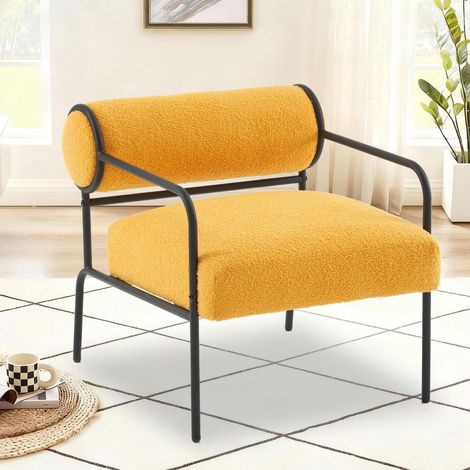 Loungesessel mit Armlehne aus Lammwolle, modern, gelb (1/5)