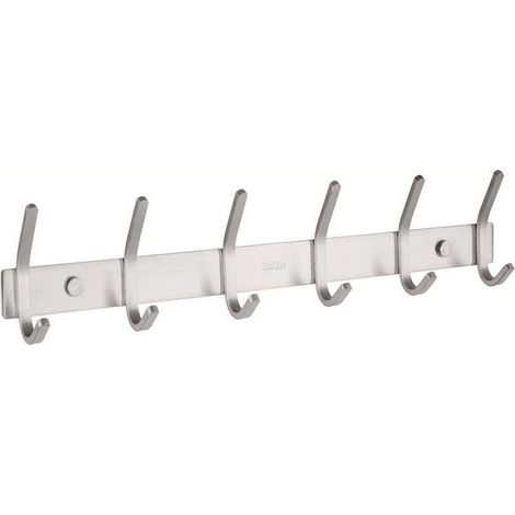 porte manteau mural salle de bain en Acier Inoxydable Moderne, patere murale Aspect Brossé Double Crochets avec 6 Crochets, Porte Manteau Mural pour Cuisine, Chambre, Bureau, Argent (1/5)