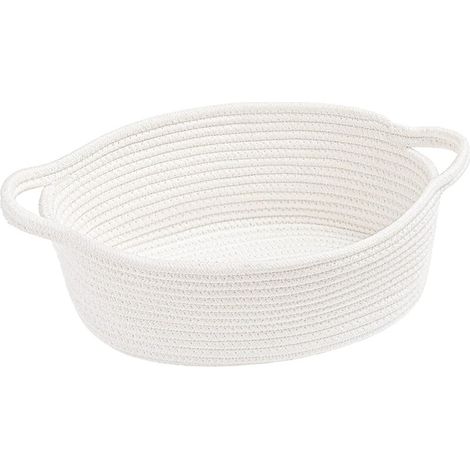 Panier de rangement en corde de coton blanc avec poignée, 3012,520 cm, convient pour la maison, la salle de bain, les (1/5)