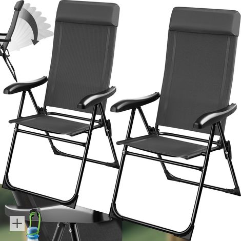 Lot 2 chaises de camping pliables en aluminium avec appui-tête