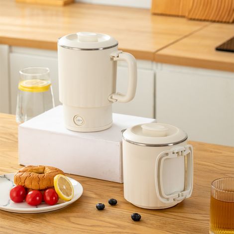 Bouilloire électrique, petite bouilloire électrique, mini bouilloire de voyage pliable de 0,8 L, acier inoxydable 304, multifonctionnelle et pliable (1/4)