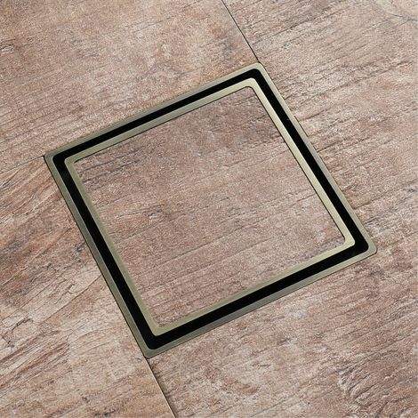 Brass Shower Drain Invisible Shower Drain Square Floor Drain 11.6x11.6cm Floor Drain with Floor Drain Cover, Strainer, ABS Deodorizing Core (1/5)