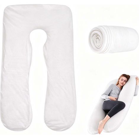 Taied'oreillerenU,140 x 80cm,Taied'oreillerdegrossesse,Housse de Coussin de Grossesse Amovible,Taied'oreiller en U Lavable en Machine,Taie d'oreiller pour Le Corps de Grossesse (Blanc) (1/5)