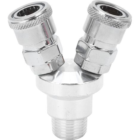 Connecteur 2 Voies Filetage G1/2 Coupleur Rapide Séparateur d'Air Raccord Pneumatique Flexible Polyvalent pour les Applications Automobiles Industrielles. (1/5)