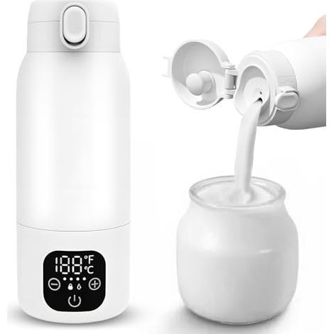 Chauffe-biberon portable pour bébé en déplacement, thermos rechargeable 500ml, température réglable de 35-70°C, chauffe-biberon USB-C, chauffage rapide 100W pour voiture, voyage, lait maternel et eau (1/5)